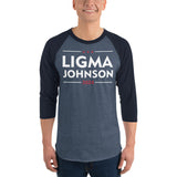 Ligma Johnson White 3/4 sleeve raglan shirt