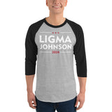 Ligma Johnson White 3/4 sleeve raglan shirt